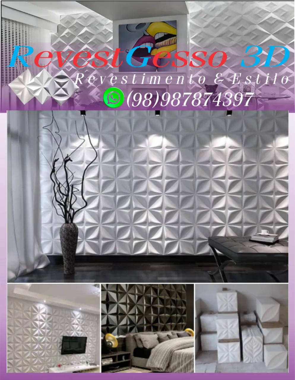 VENDA E INSTALAÇÃO de PLACAS de GESSO 3D