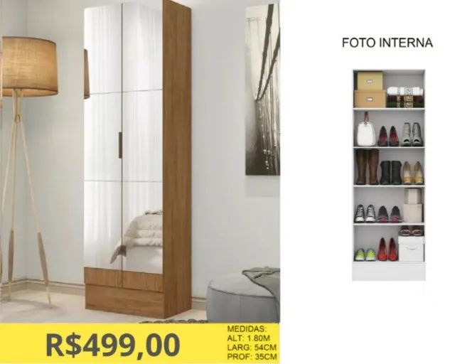 SAPATEIRA COM PORTAS DE VIDRO A PRONTA-ENTREGA 