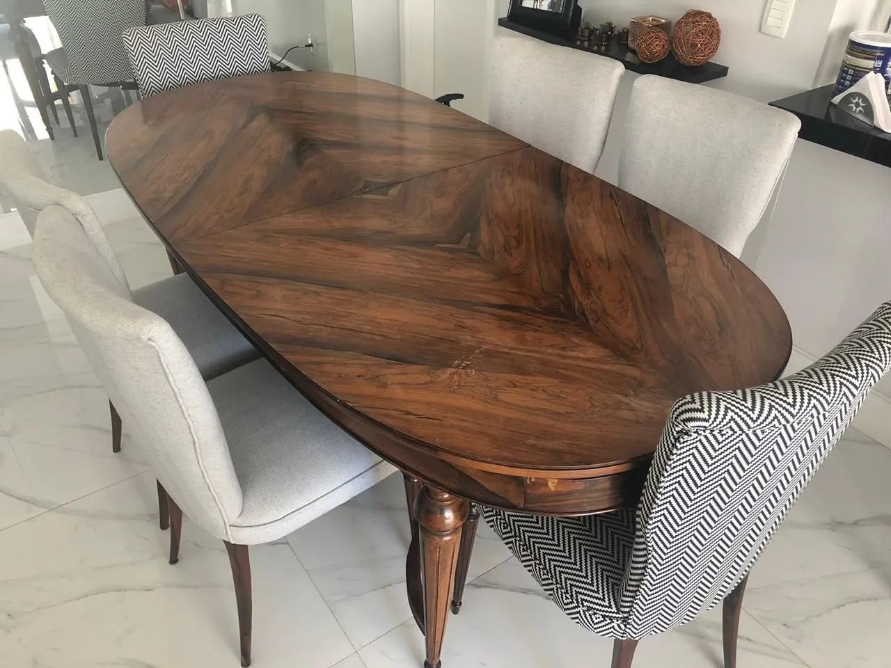 Mesa de jacarandá 1940 + cadeiras - Foto 2