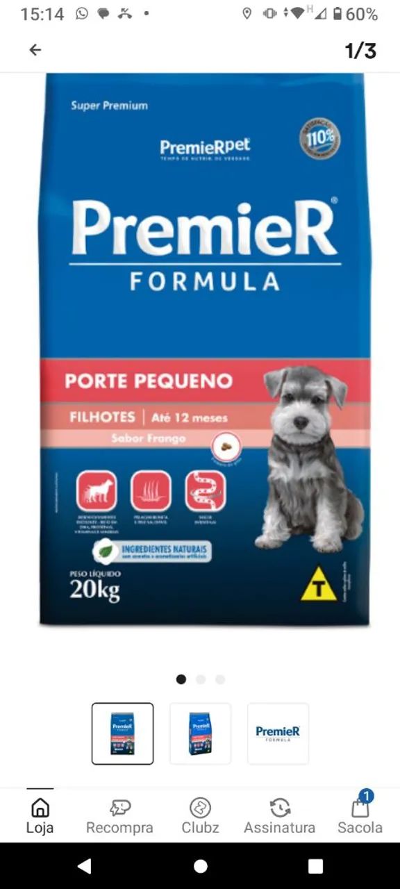 Ração Premier Formula Porte Pequeno Filhotes 20kg