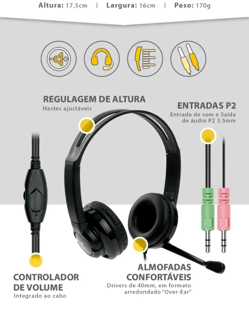 FONE COM MICROFONE PC NOTE C3TECH PH-120BK - Foto 5