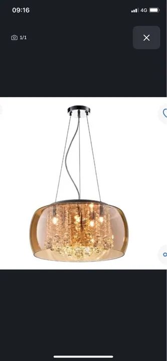 Lustre Moderno Dourado com Cristais