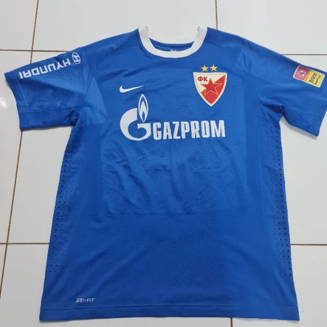 Camisa Crvena Zvezda (Estrela Vermelha) Nike Usada em Jogo Azul Tamanho G