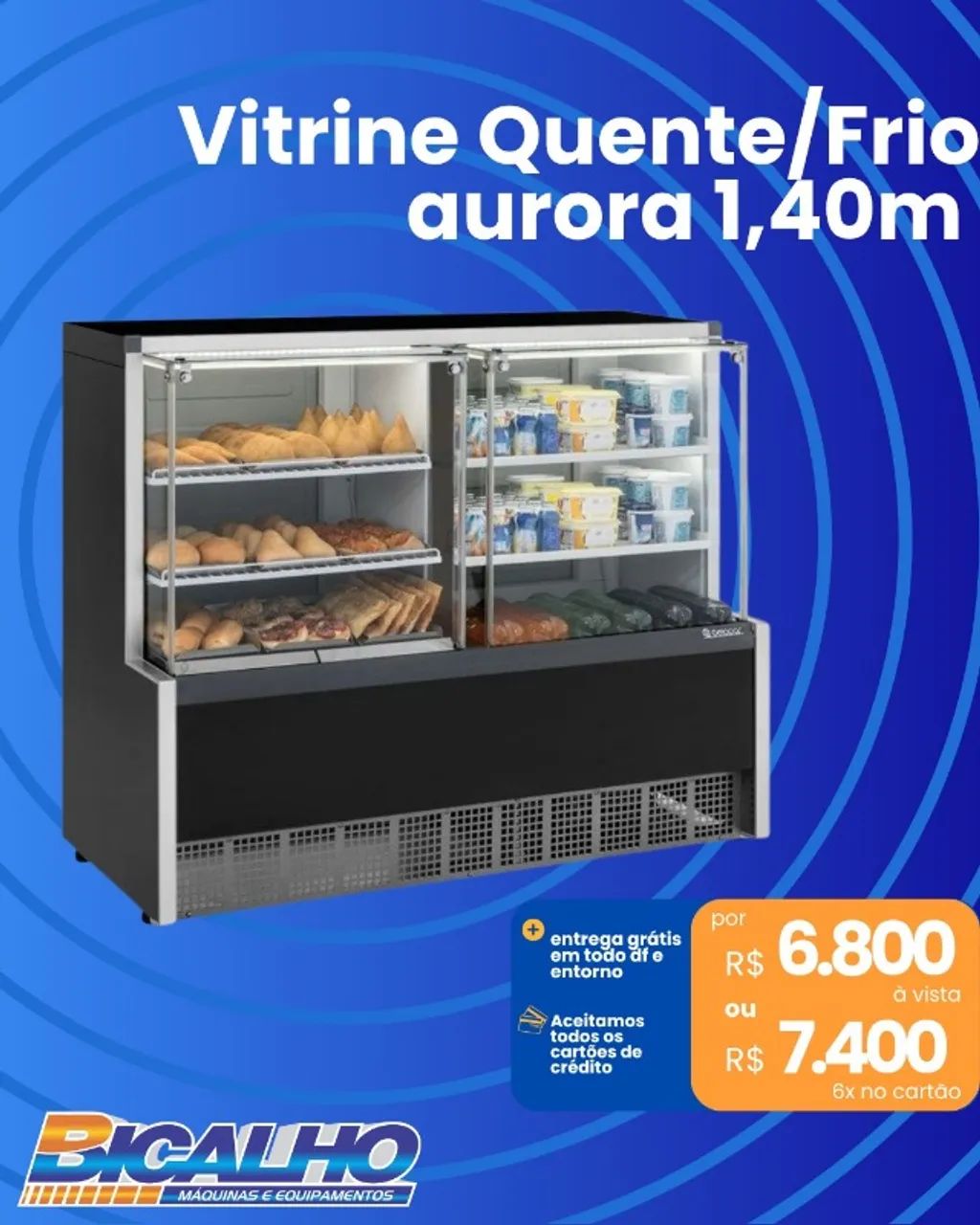 VITRINE QUENTE E FRIA AURORA 1,40M NOVA