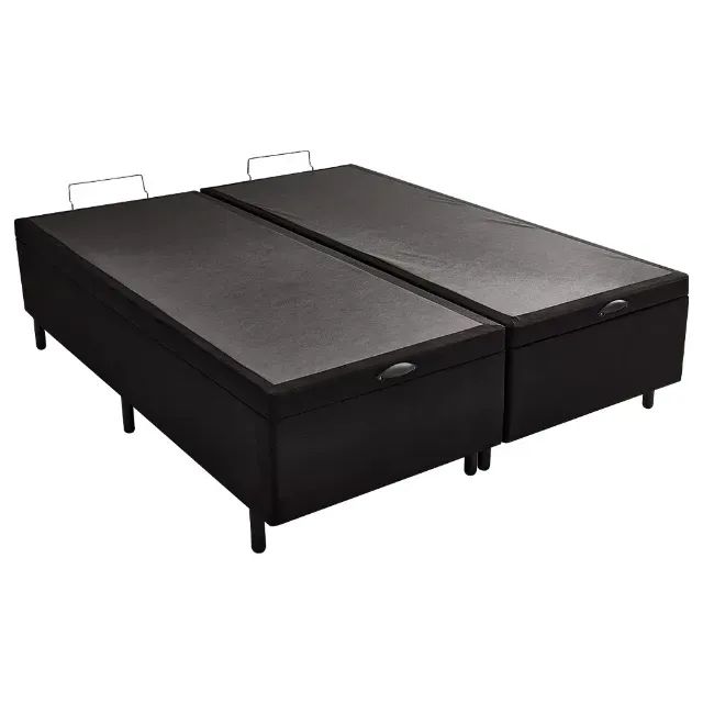 Cama Baú King Preto Bipartido - Foto 2
