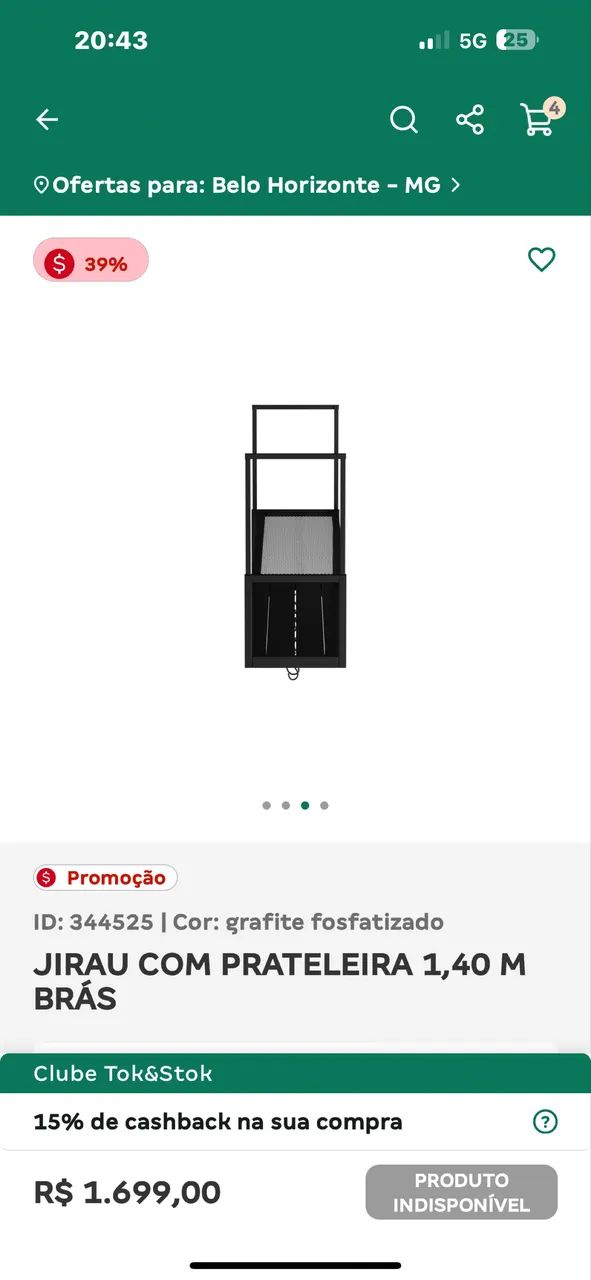 JIRAU COM PRATELEIRA 1,40m BRÁS  - Foto 2