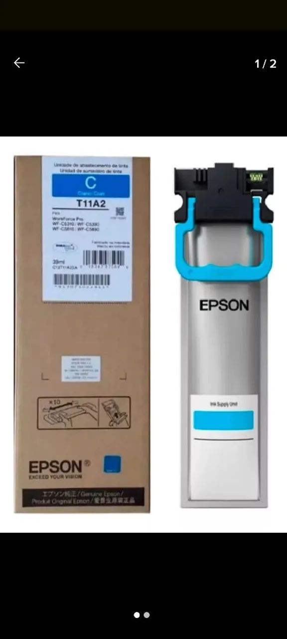 Cartucho de tinta bolsa Epson T11A2 Cyan uso profissional 