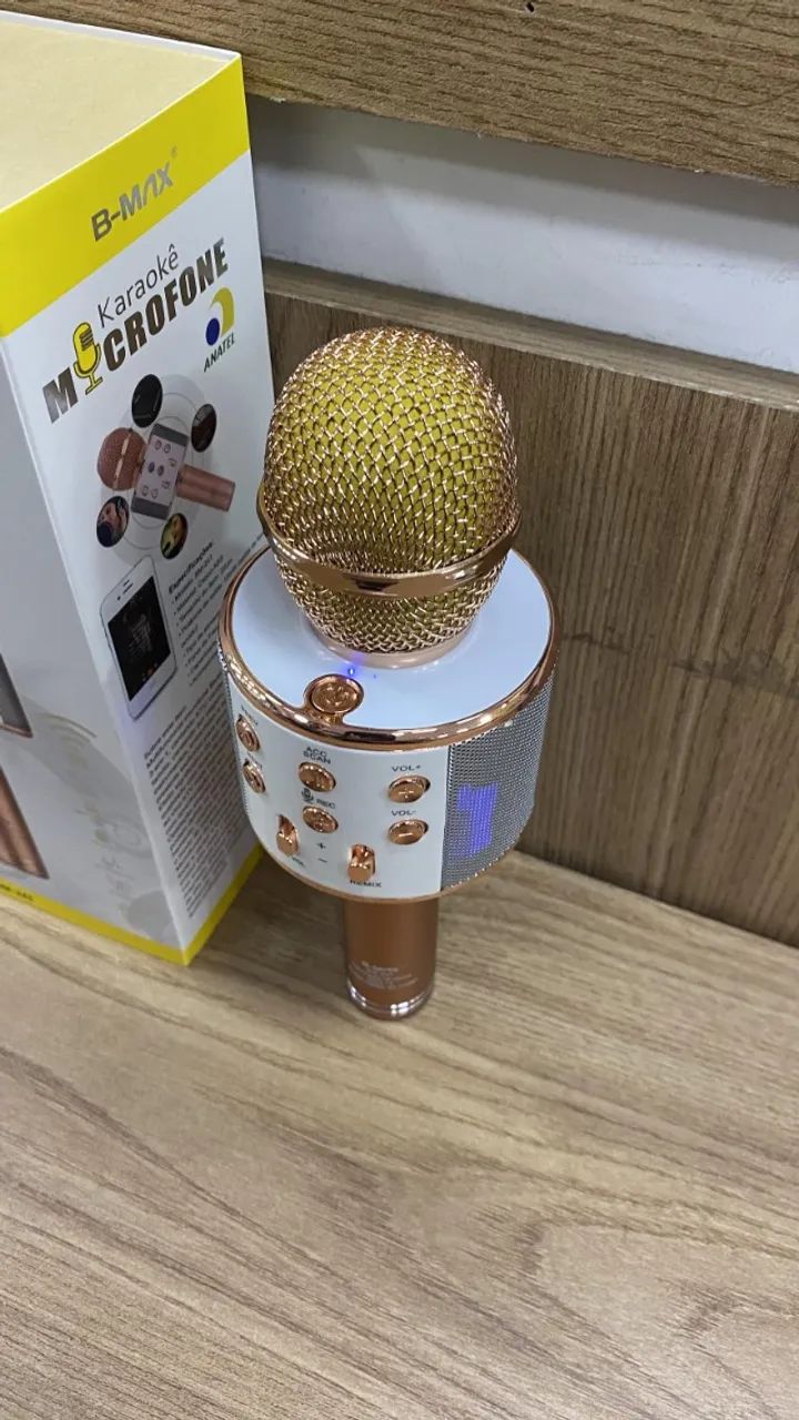 Microfone Karaokê sem Fio com Caixa de Som - Foto 2