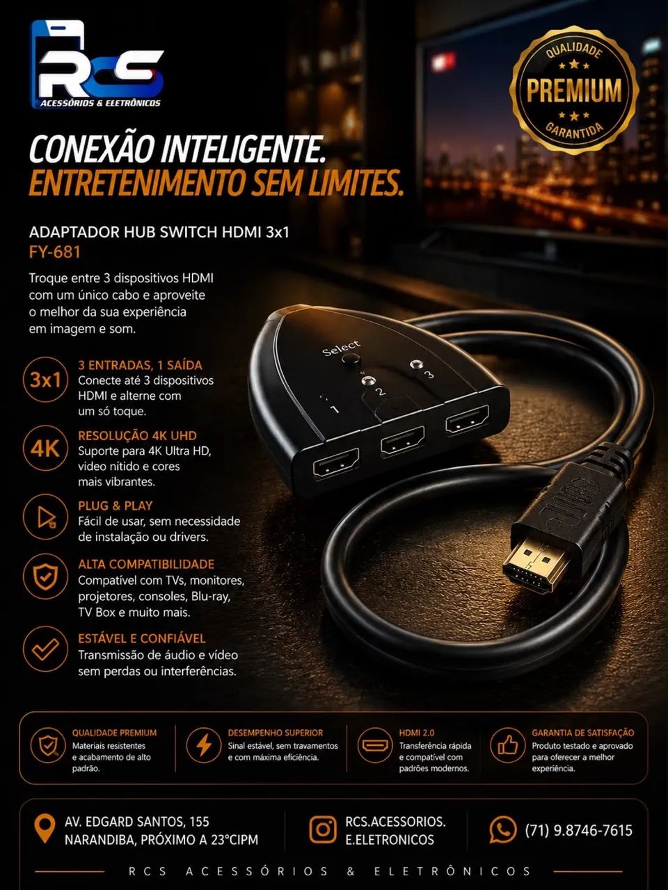 Extensor HDMI 3x1