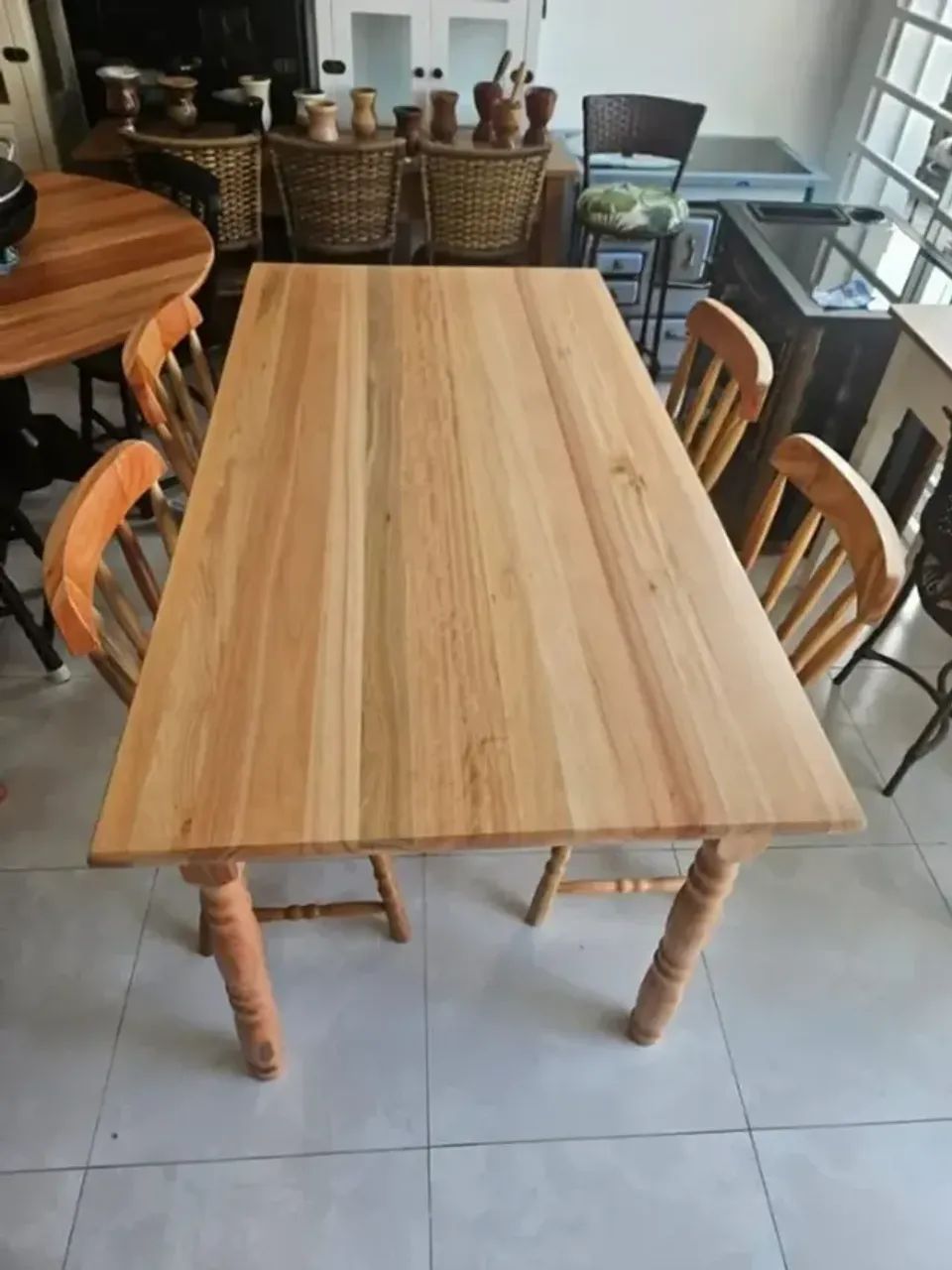 Super Promoção, Conj Mesa Retangular + 4 Cadeiras Em Madeira Eucalipto Natural - Foto 2
