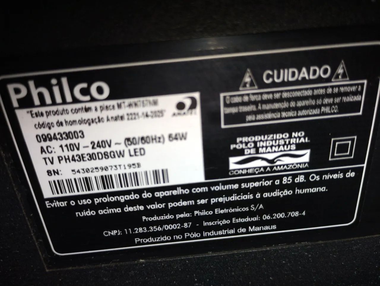 TV Philco LED SMart 43 Polegadas Modelo PH43E30DSGW Tela Quebrada Ligando  - Foto 2