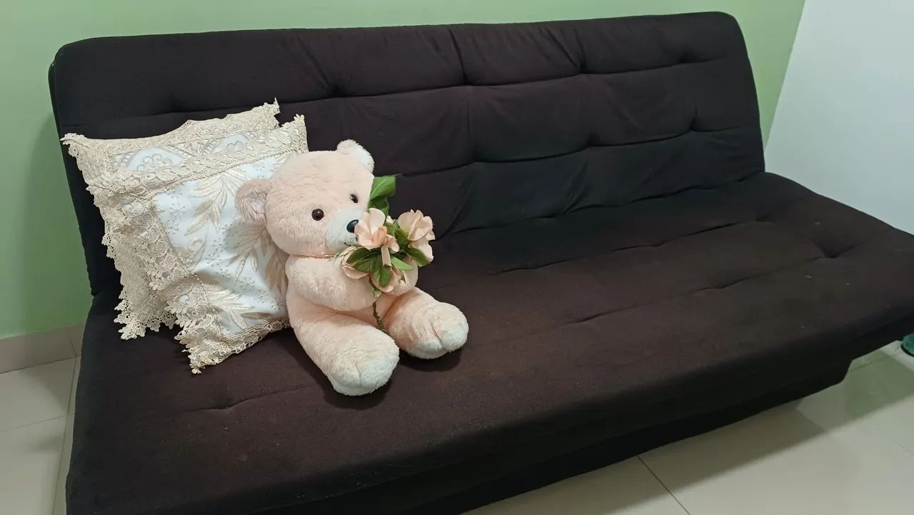 SOFÁ-CAMA 3LUG VELUDO PRETO  - Foto 4