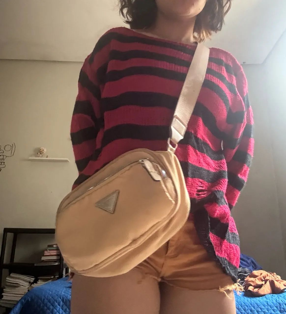 Bolsa de ombro bege 