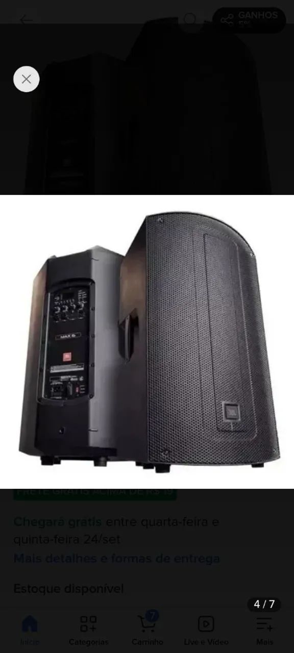 Caixa de som JBL de 15 ativa