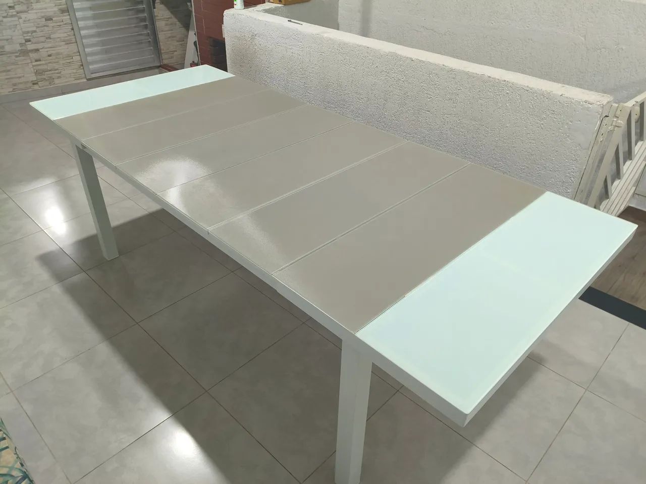 Mesa 8 lugares vidro retrátil 