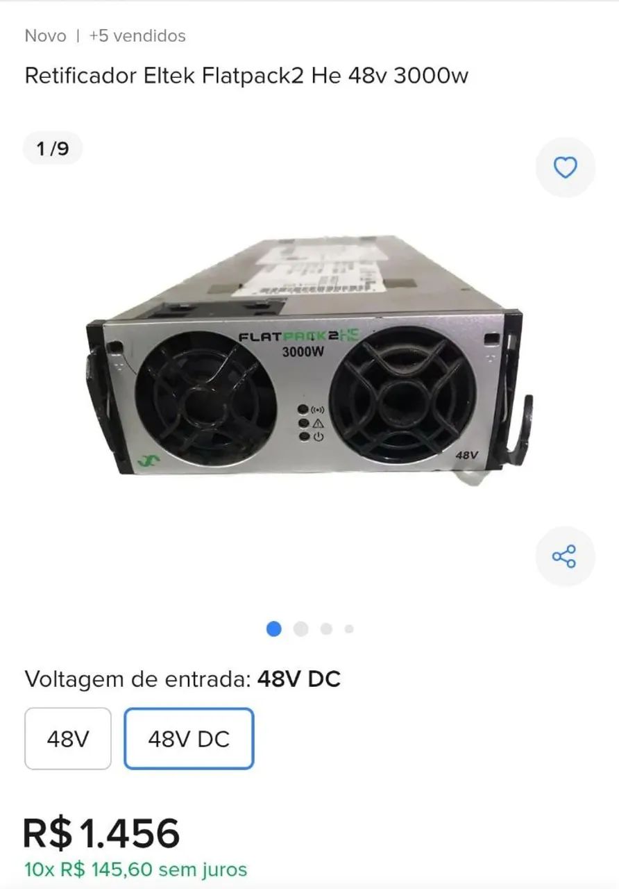 Retificador flatpack 48 volts 3mil watts