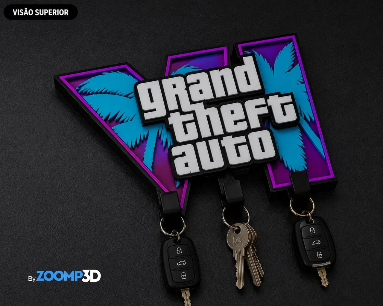 Porta Chaves Decorativo De Parede 4 GTA VI - Foto 2