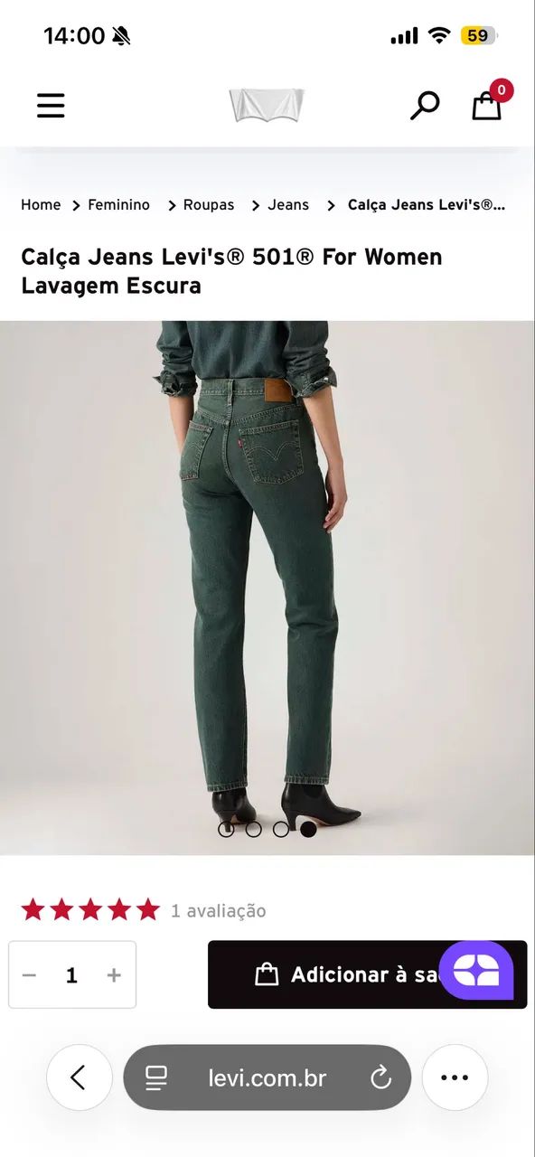 Jeans feminino Levis 501  - Foto 2