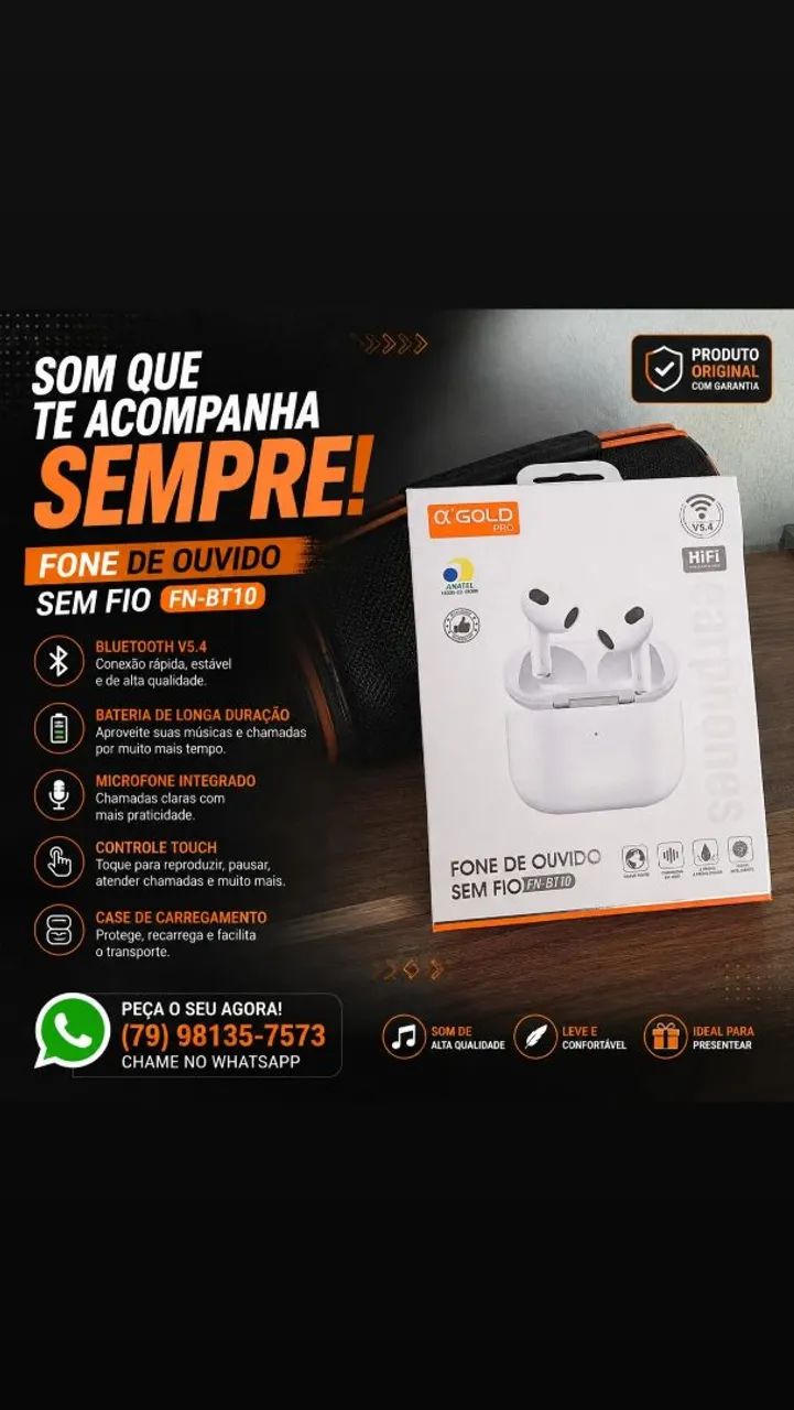 Fone bluetooth Alpha Gold 