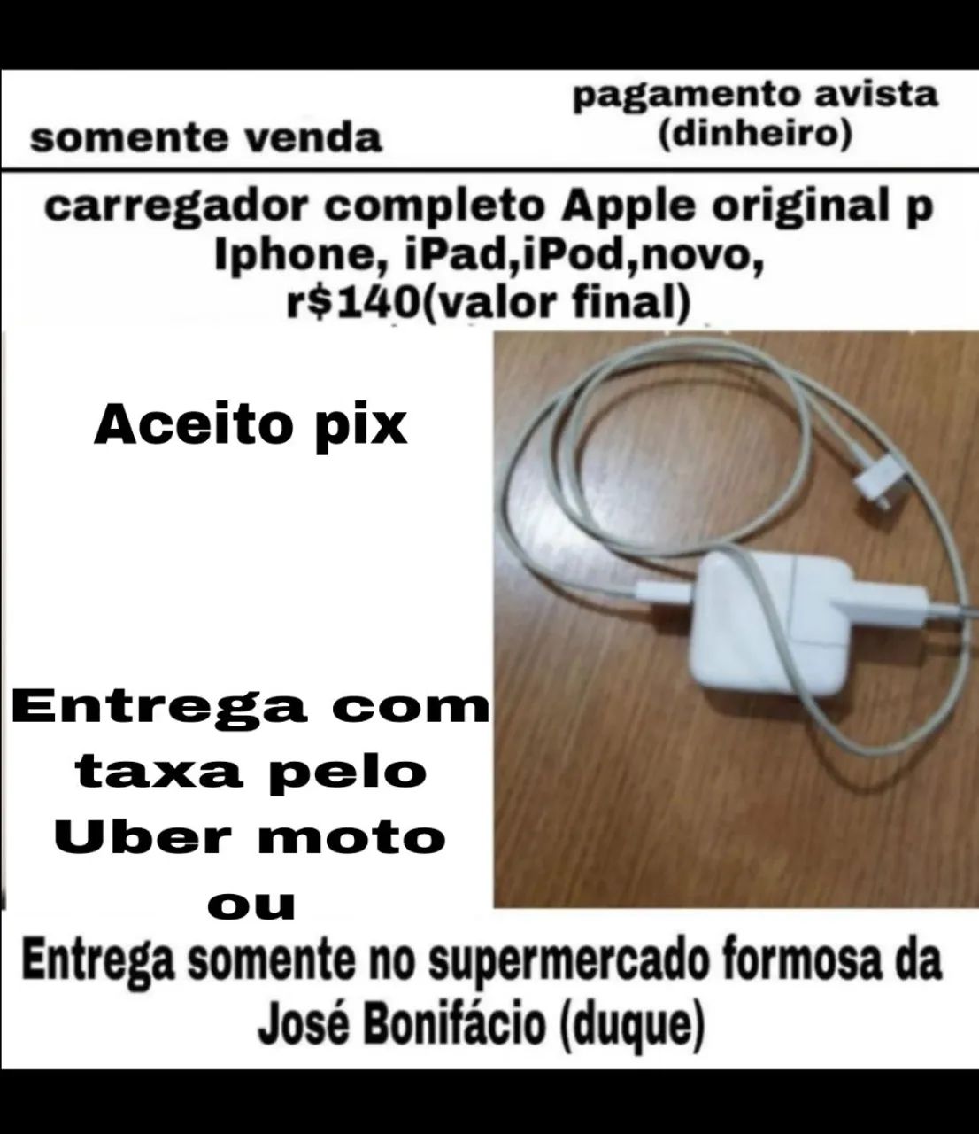 Cabo usb iPhone 4 iPad iPod original Apple novo r$100(valor final) - Foto 2
