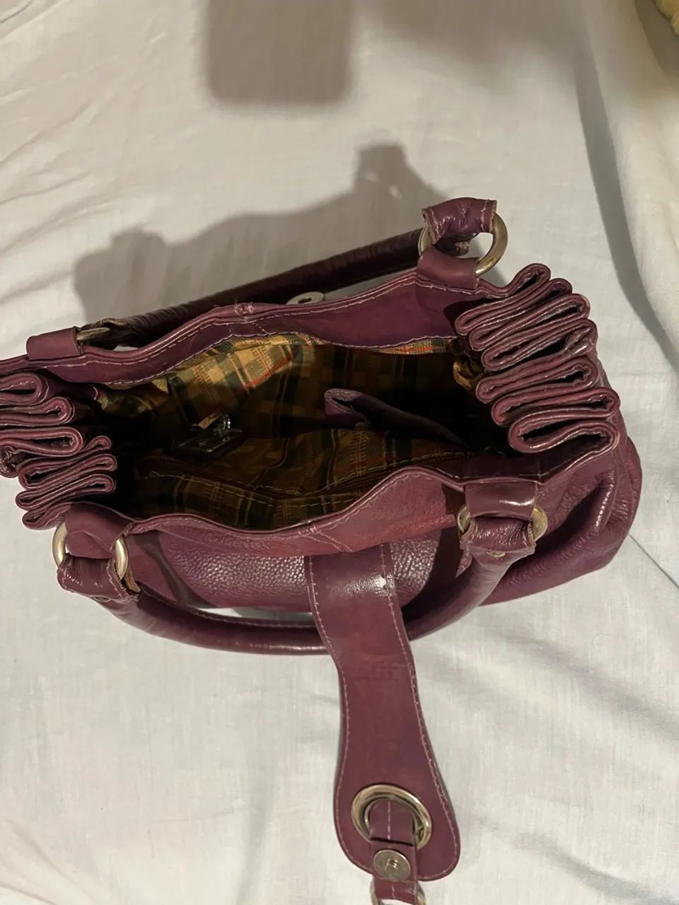 Bolsa couro vintage roxa  - Foto 4