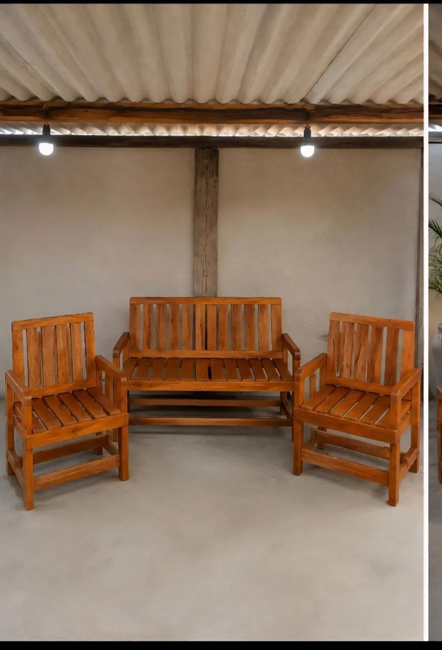 CONJUNTO EM MADEIRA PARA VARANDAS - Foto 2