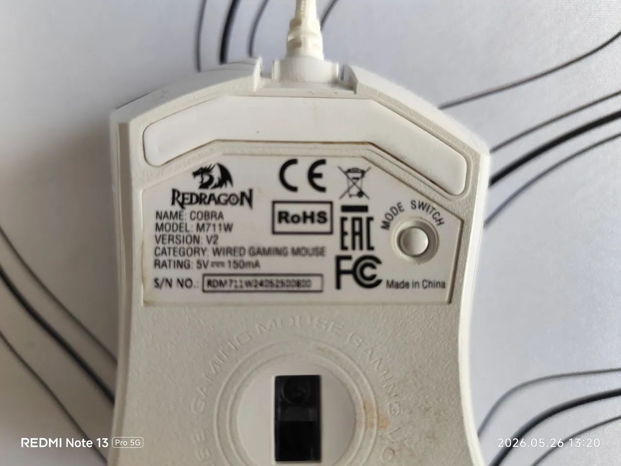 Mouse redragon Cobra M711W com fio branco