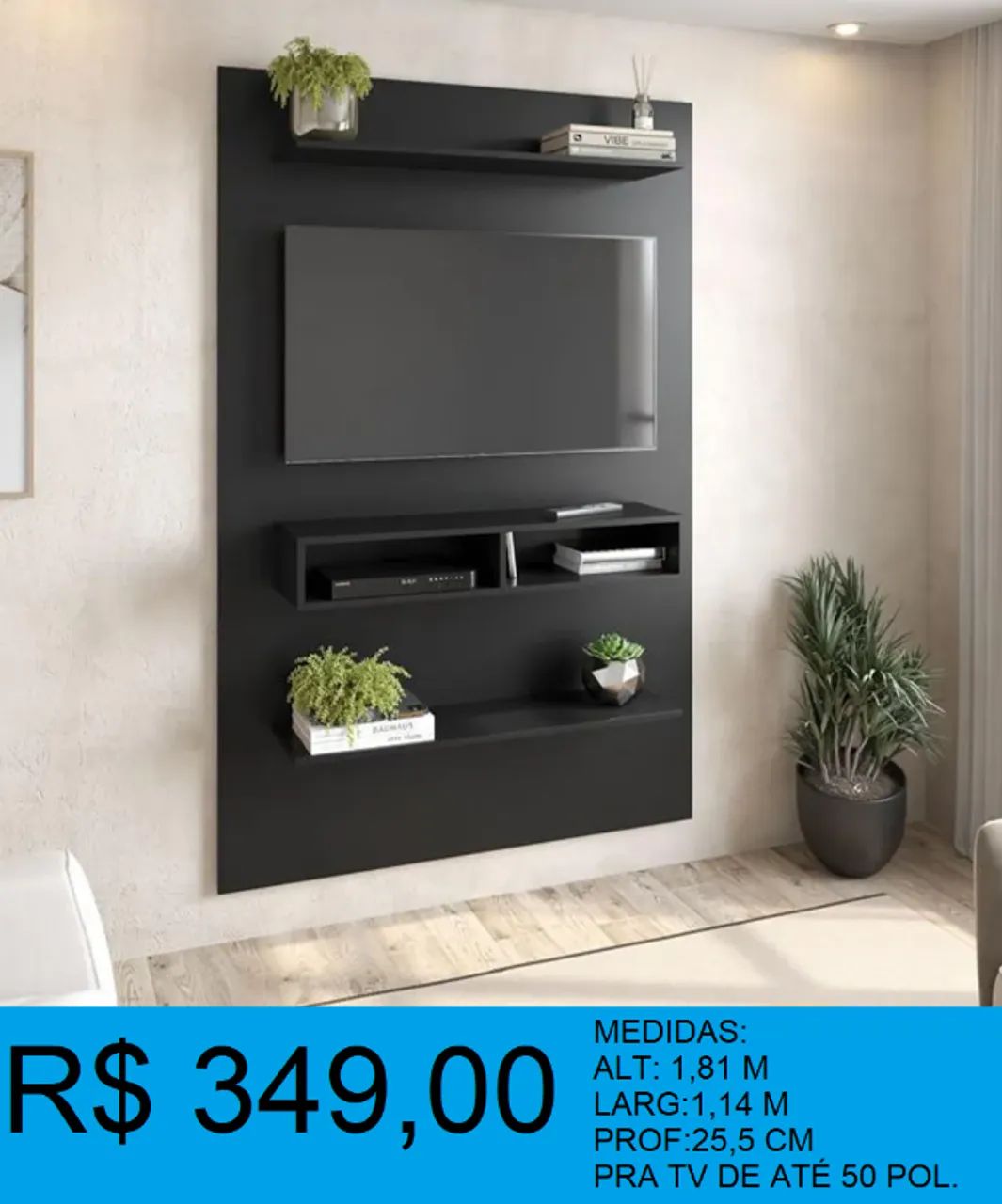 PAINEL PRETO PARA SALA - PRONTA ENTREGA COM MONTAGEM  - Foto 2