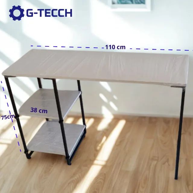 Mesa Industrial com prateleira 1,1m NOVA Birô Multiuso para Computador Notebook Gamer - Foto 3