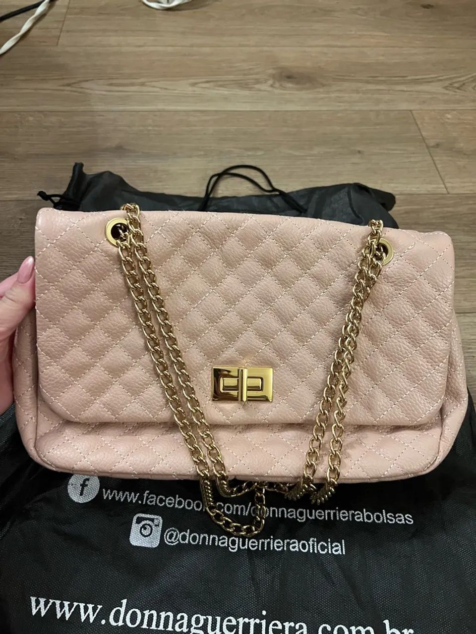Bolsa de Couro Legítimo Donna Guerriera - Nude / Matelassê