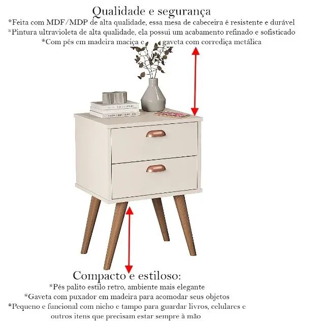 Mesa de Cabeceira Janus 2 Gavetas  - Foto 5