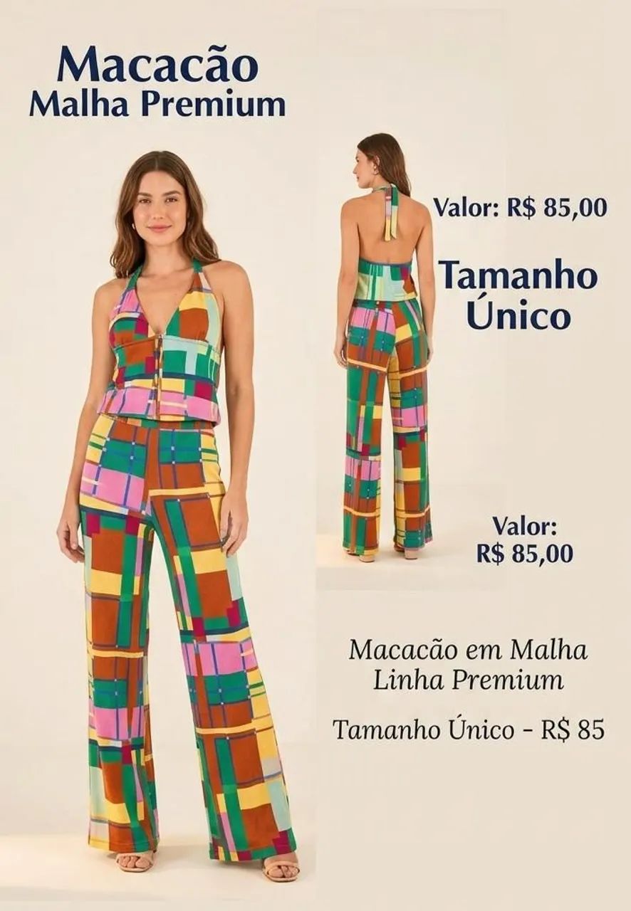 Macacão e vestidos xadrez linha premium confort  - Foto 3