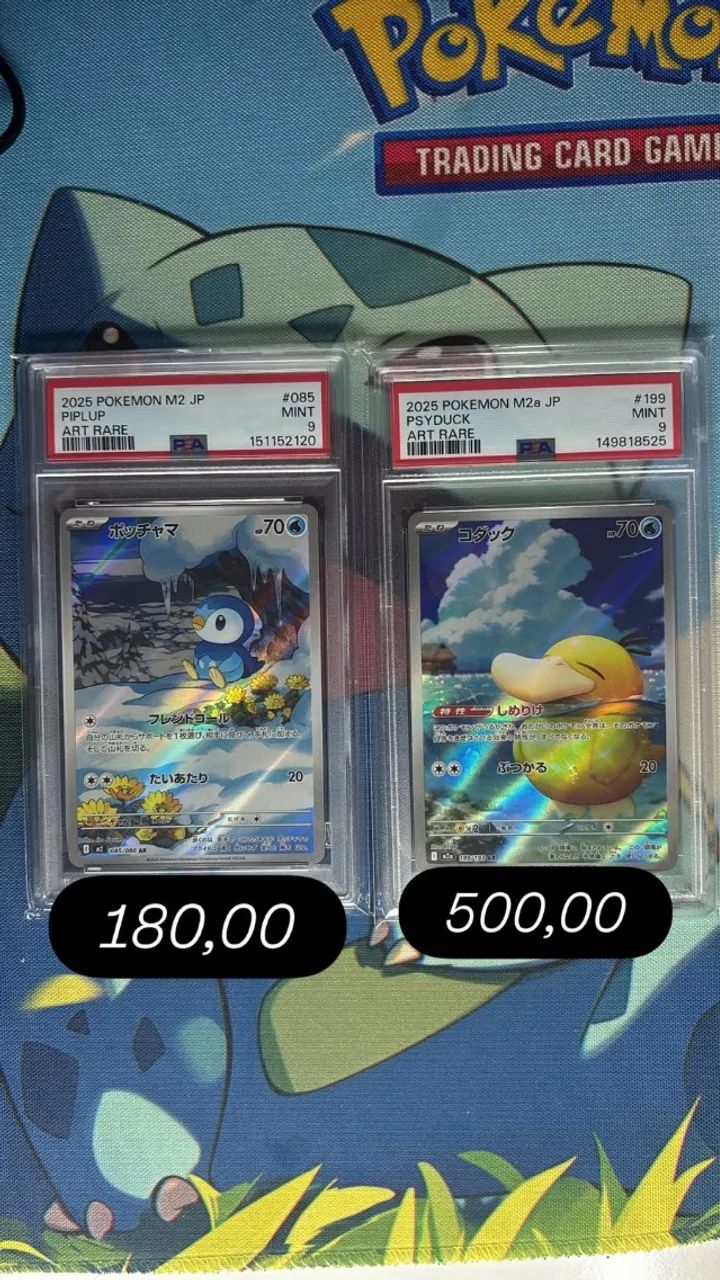 Carta Graduada Piplup e Psyduck PSA9 