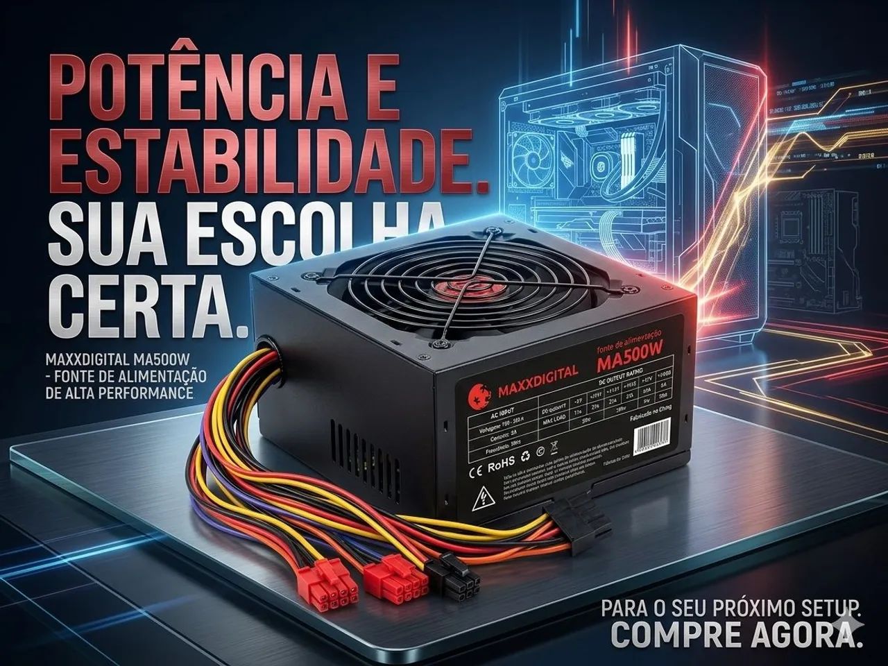 Fonte Gamer 500W<br><br>Funcionando Perfeitamente<br><br>Valor 200,00 R$