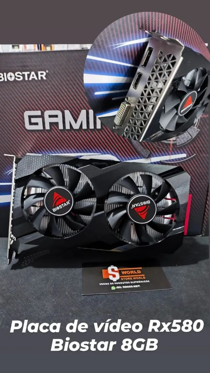 Placa de vídeo RX580 8GB BIOSTAR - Store World 