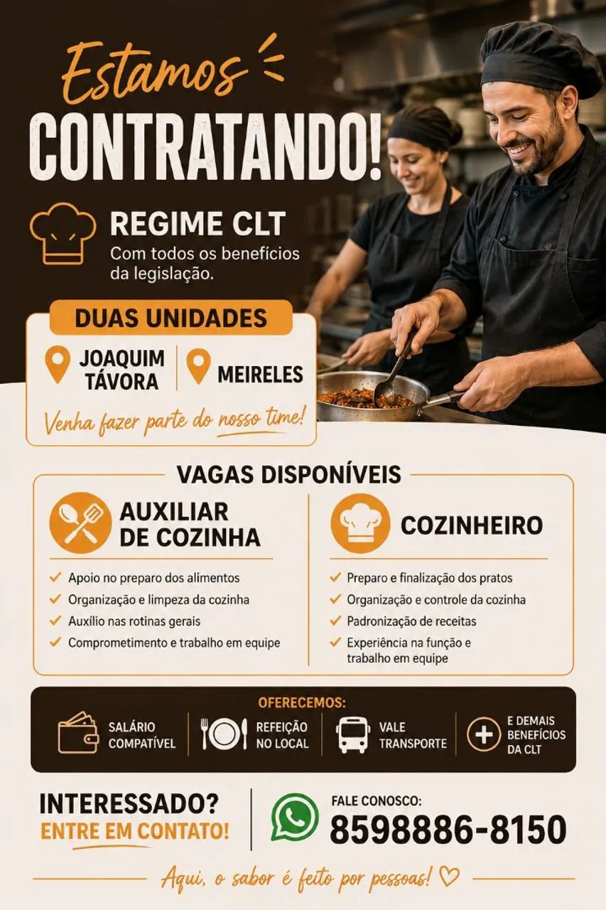 Auxiliar de cozinha e Cozinheiro 