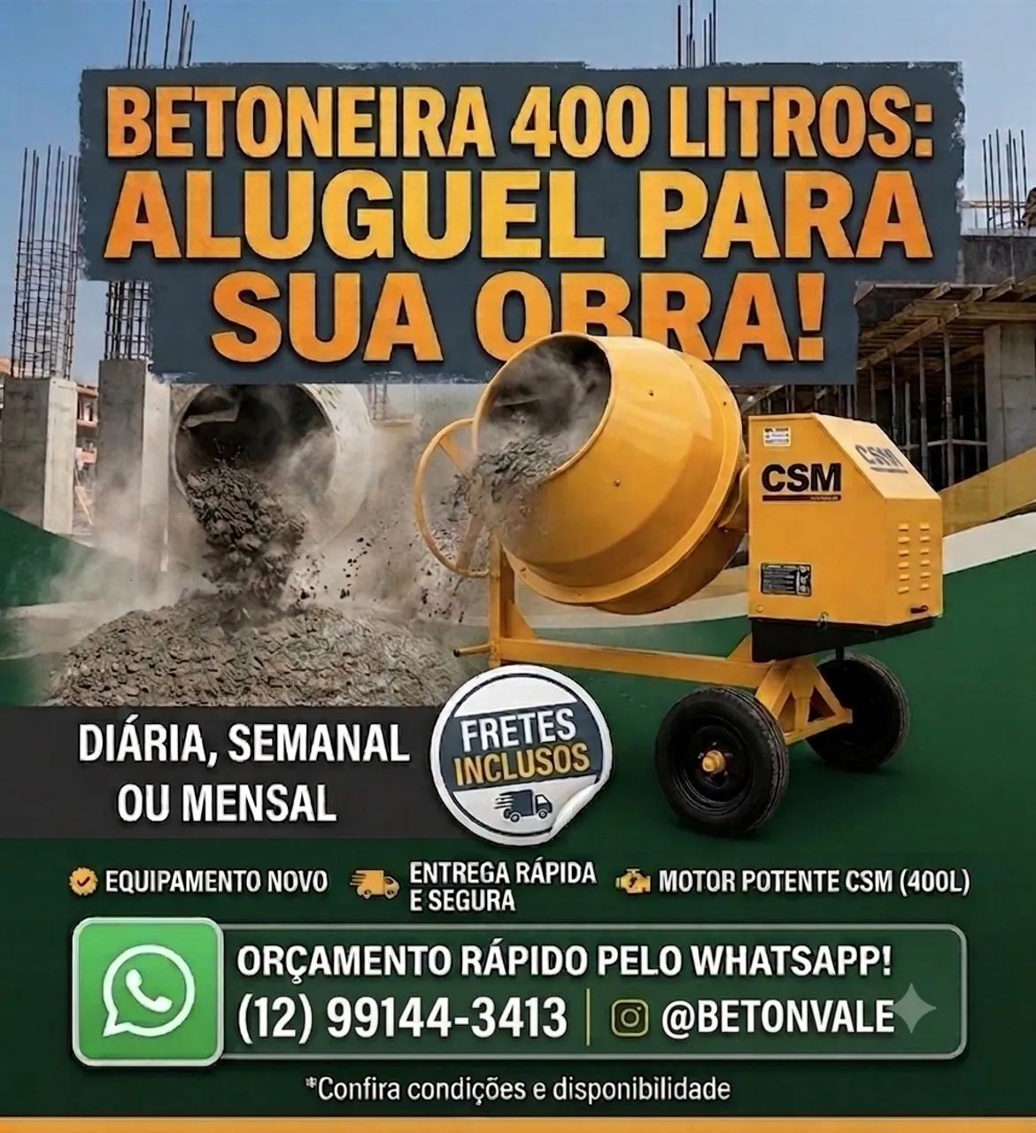  Aluguel de Betoneira 400L Nova