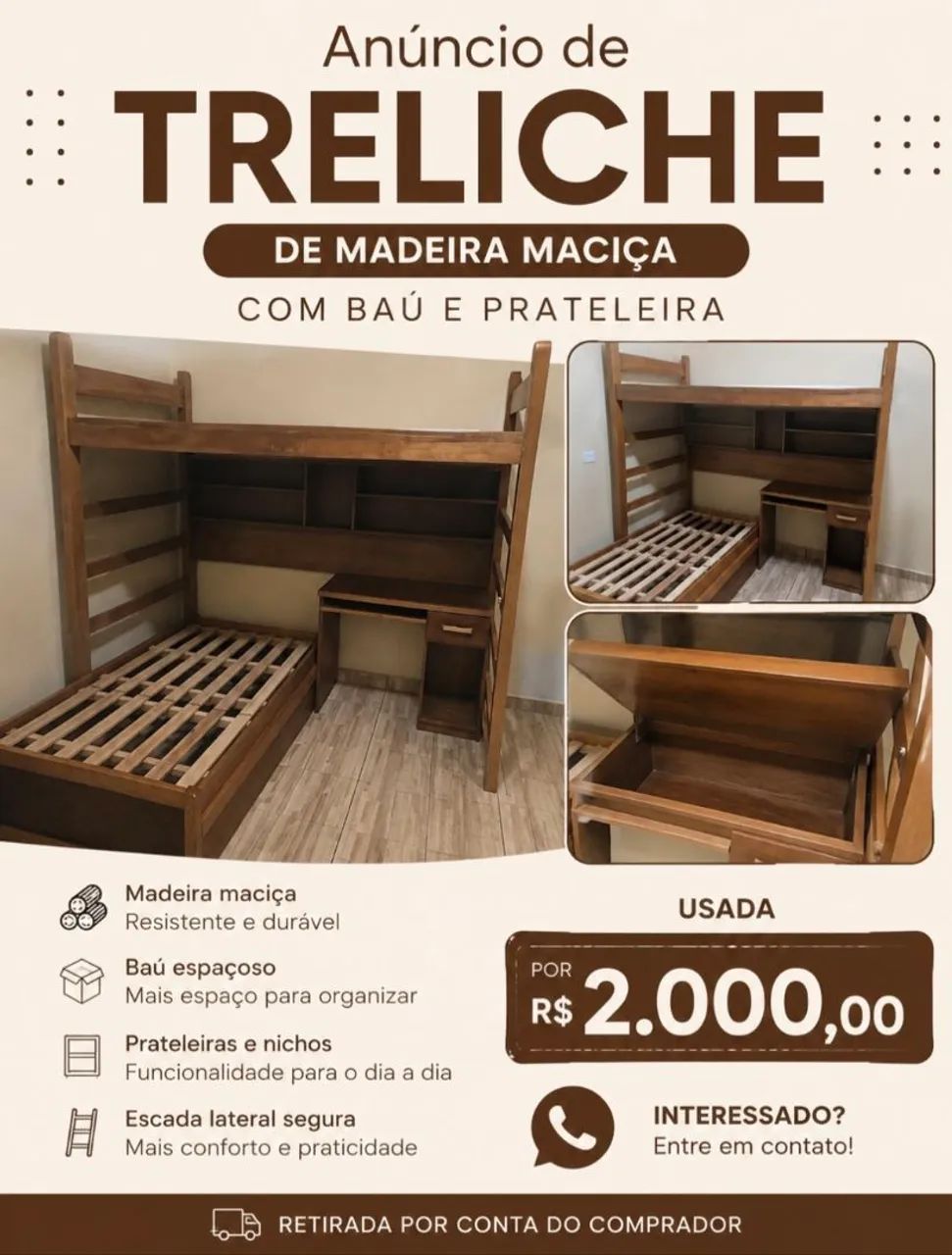 Treliche de Madeira Maciça  - Foto 4