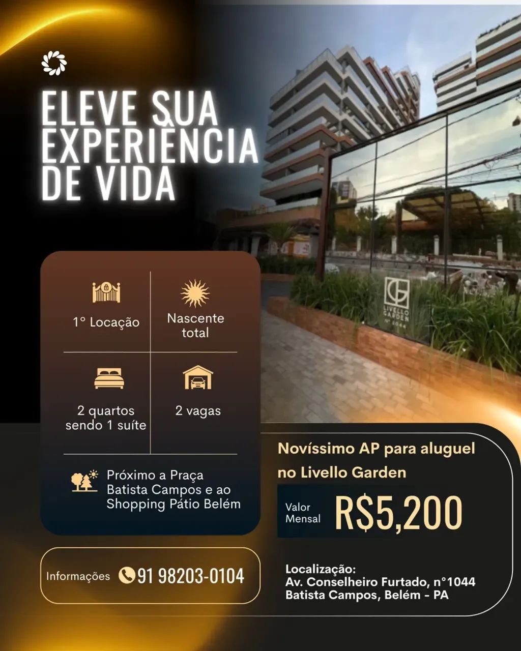 ALUGUEL apartamento no Edifício Livello Garden em Batista Campos