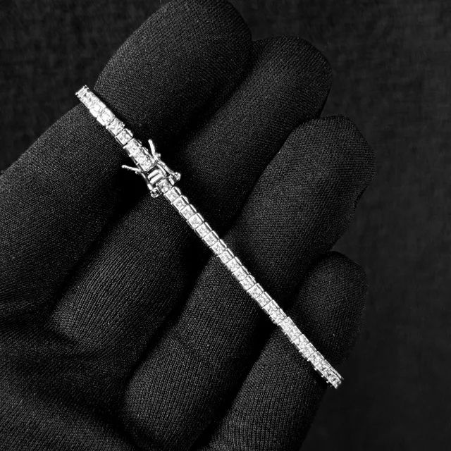 Pulseira Riviera Feminina Quadrada 2mm Prata 925 Legítima 