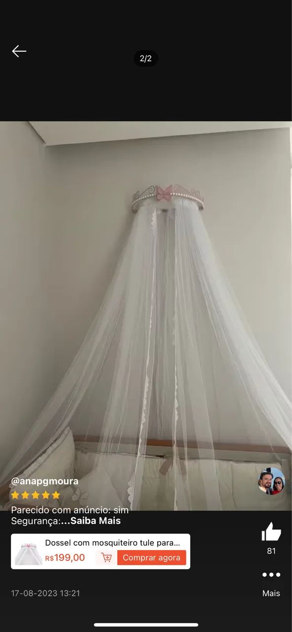 Dossel para berço feminino 