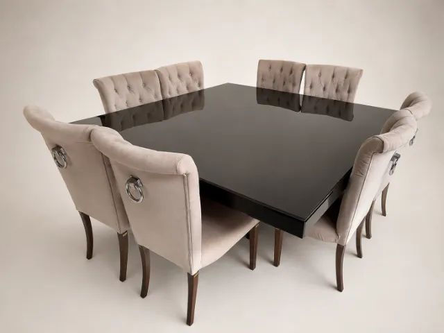 Mesa de Jantar Quadrada, com 8 Cadeiras, Marca Sierra