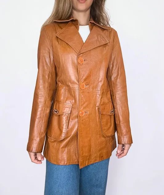jaqueta blazer de couro legítimo prune made in argentina Tam P - Foto 5