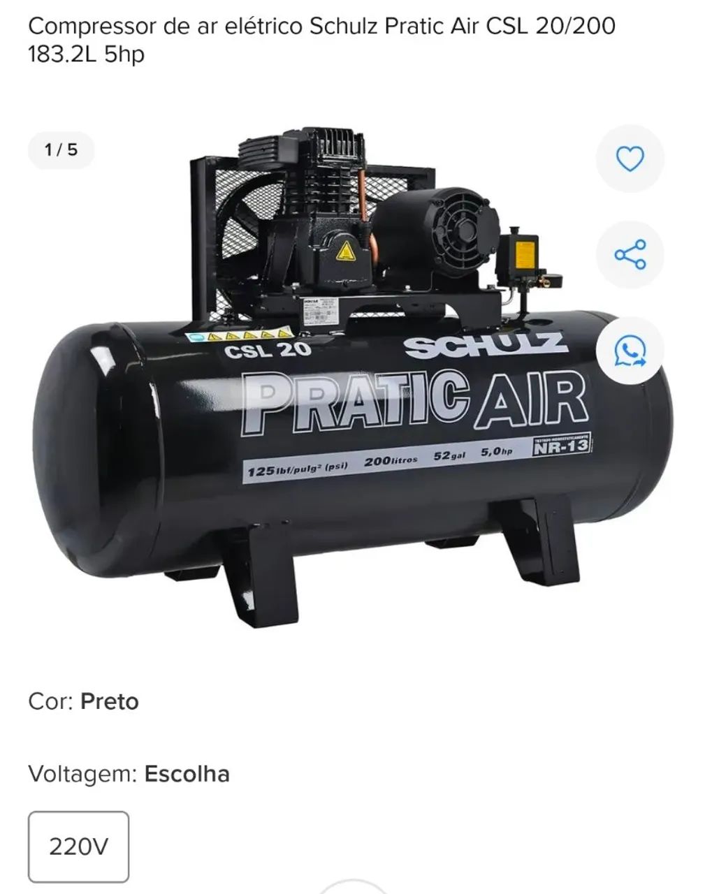 Compressor 20 pés 200L - Schulz  - Foto 2
