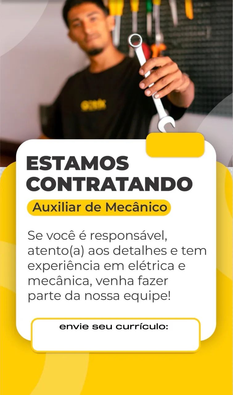 Vaga para auxiliar de mecânico 