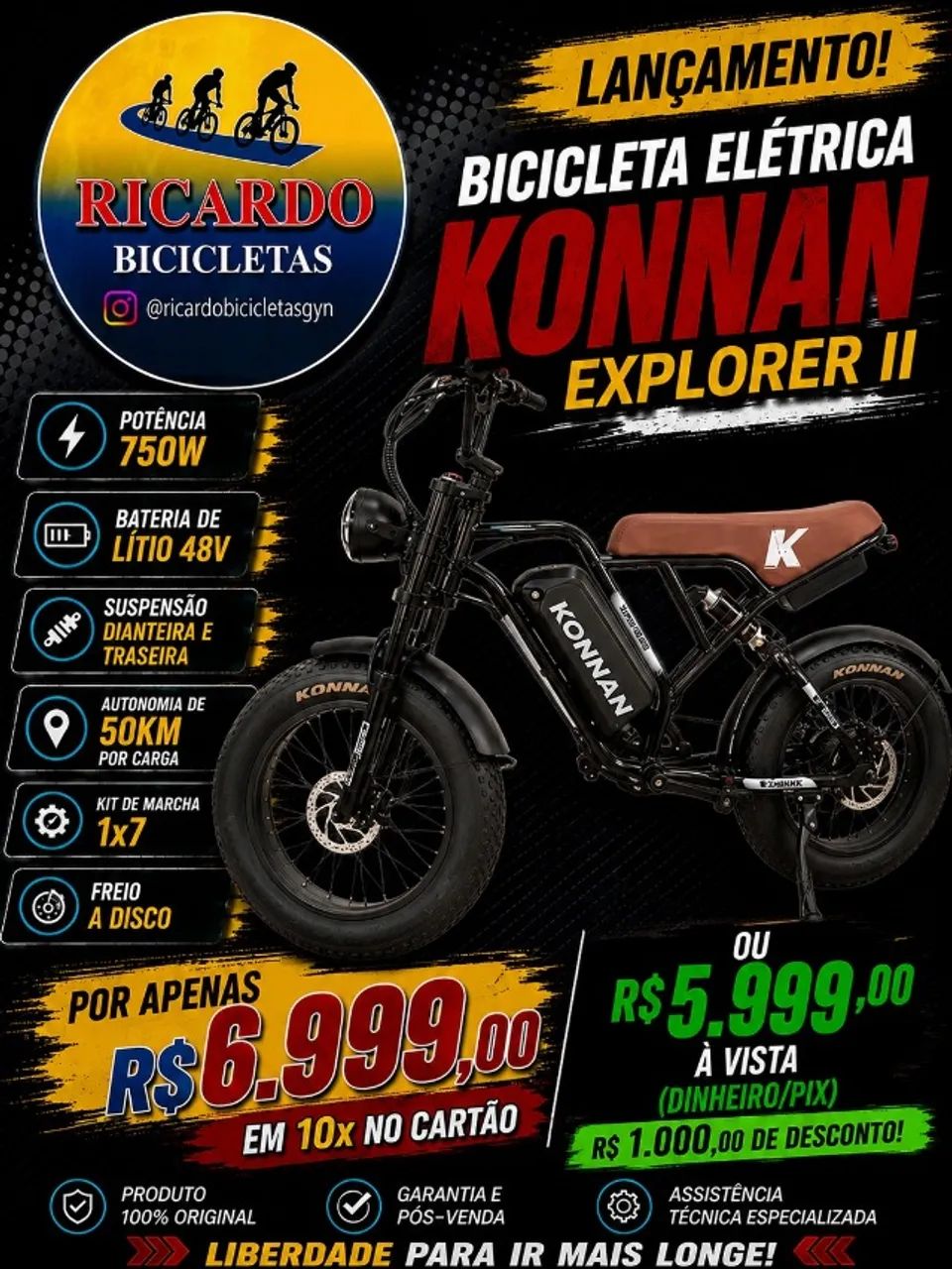 Bicicleta Elétrica Konnan Explorer II 750w 