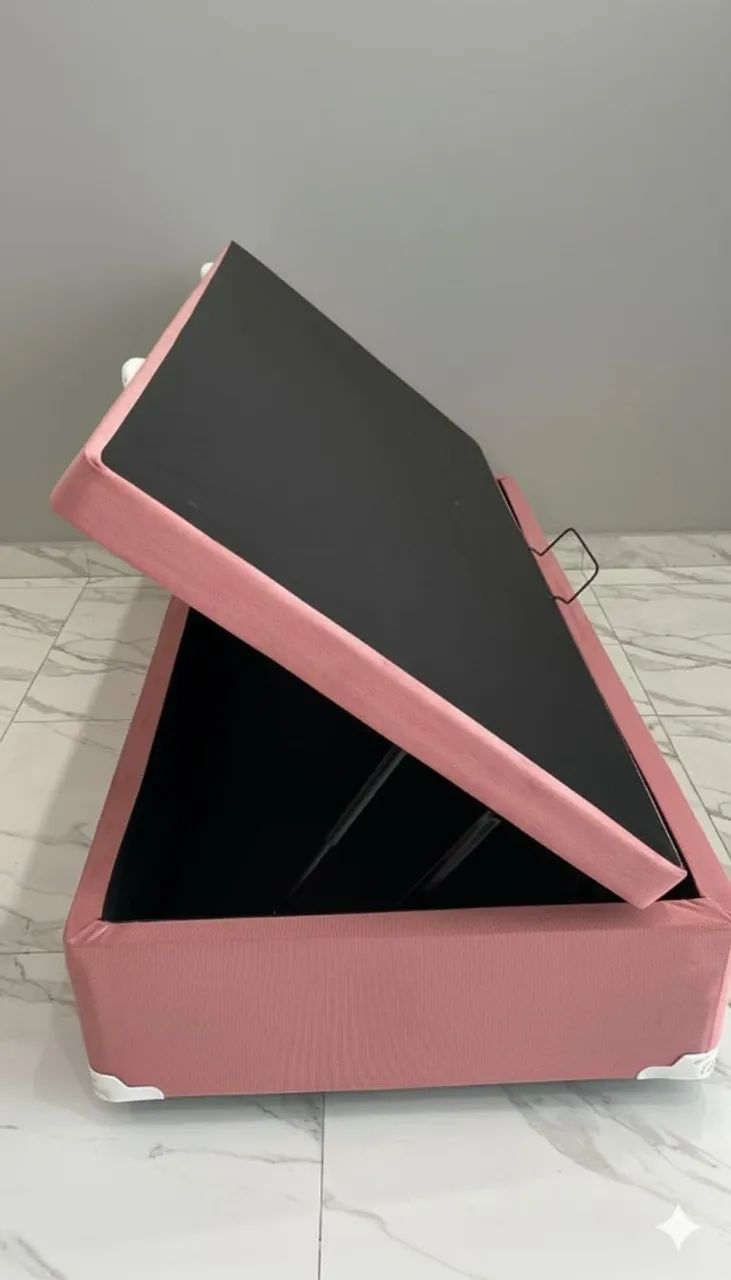 kit cama base báu rosa hibisco + colchão d20 solteiro - Foto 2