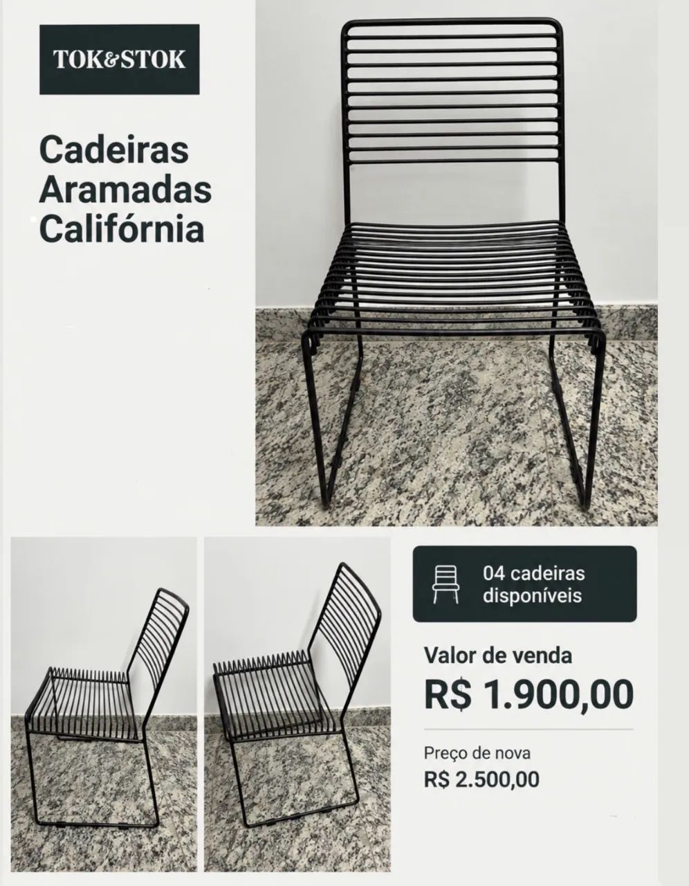 04 Cadeiras Aramado Califórnia TokStok  - Foto 4