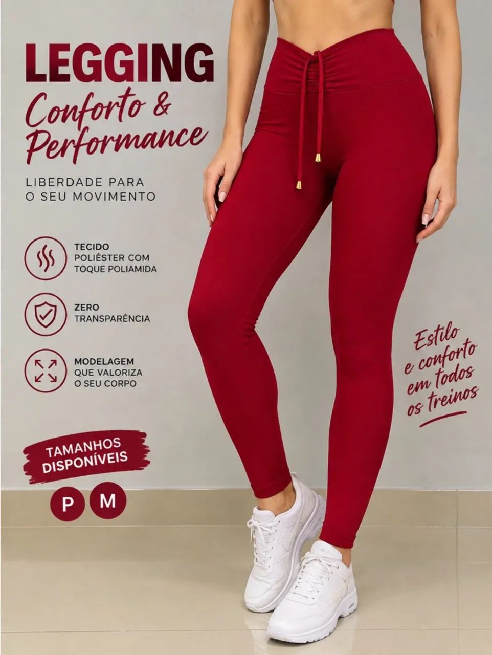 Legging Feminina Cintura Alta Ajustável 