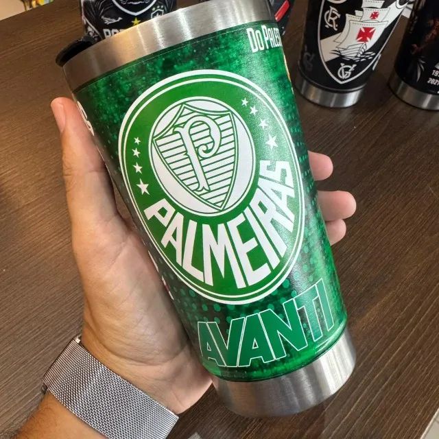 Copo Térmico 473ml com tampa e Abridor - Time - Palmeiras